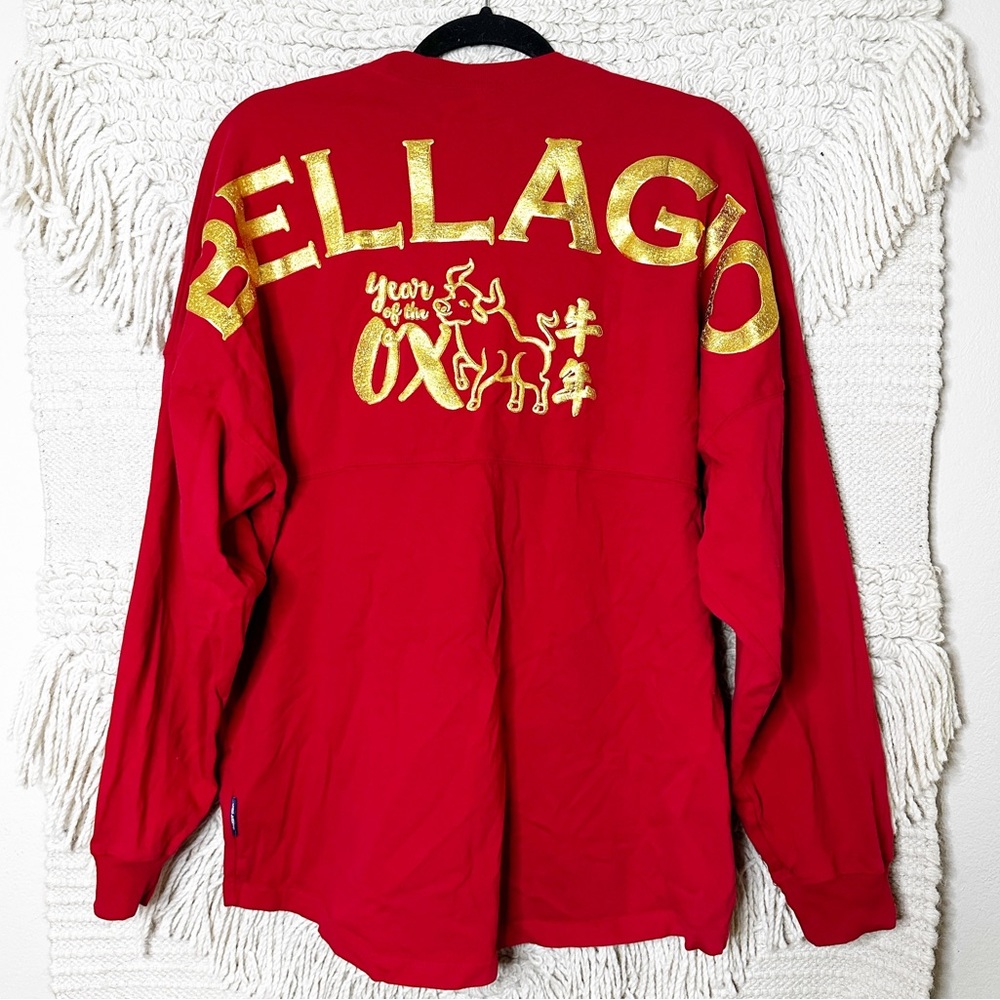 BELLAGIO Las Vegas red / gold Year of the Ox Chinese New Year spirit jersey top